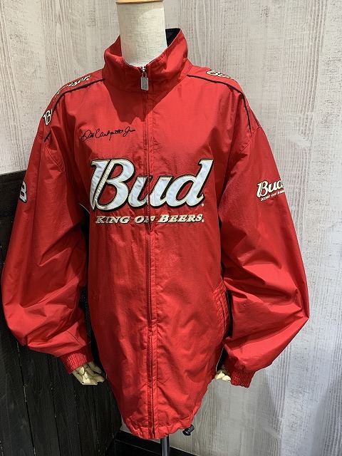 90s 00s ビンテージ Bud バドワイザー Budweiser NASCAR レーシング ジャケット ナイロン ブルゾン 企業物 ユニセックス メンズライク