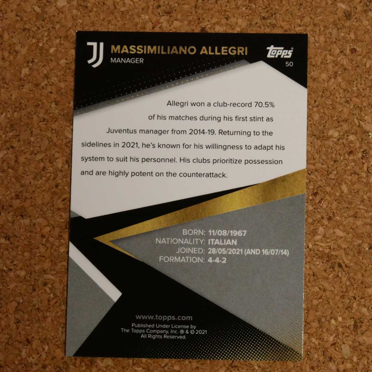 Topps Juventus Official Team Set Massimiliano Allegri トップス マッシミリアーノアッレグリ ユヴェントス ユベントス イタリア セリエA_画像2