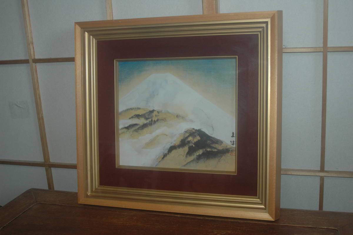 D137　奥村土牛　作　富士山　山なみの図柄　便利堂製作　作品です_画像1