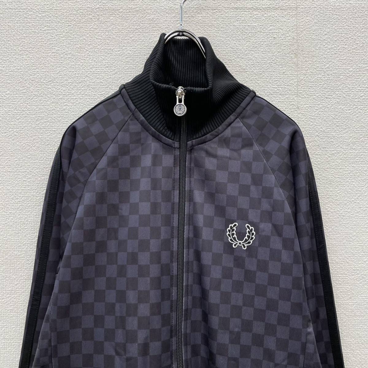 FRED PERRY フレッドペリー トラックジャケット ジャージ チェッカーフラッグ ブラック 黒 サイズXS