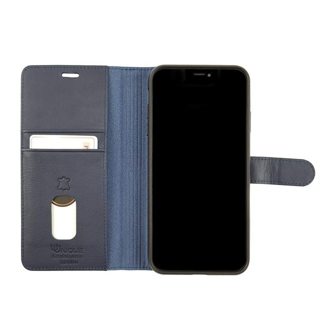 AEGIS iPhone XS Max 本革 手帳型 ケース ネイビー 高級感 マグネットベルト付 PROTECTIVE GENUINE LEATHER 2in1 FOLIO & HARD SHELL/NAVY_画像4