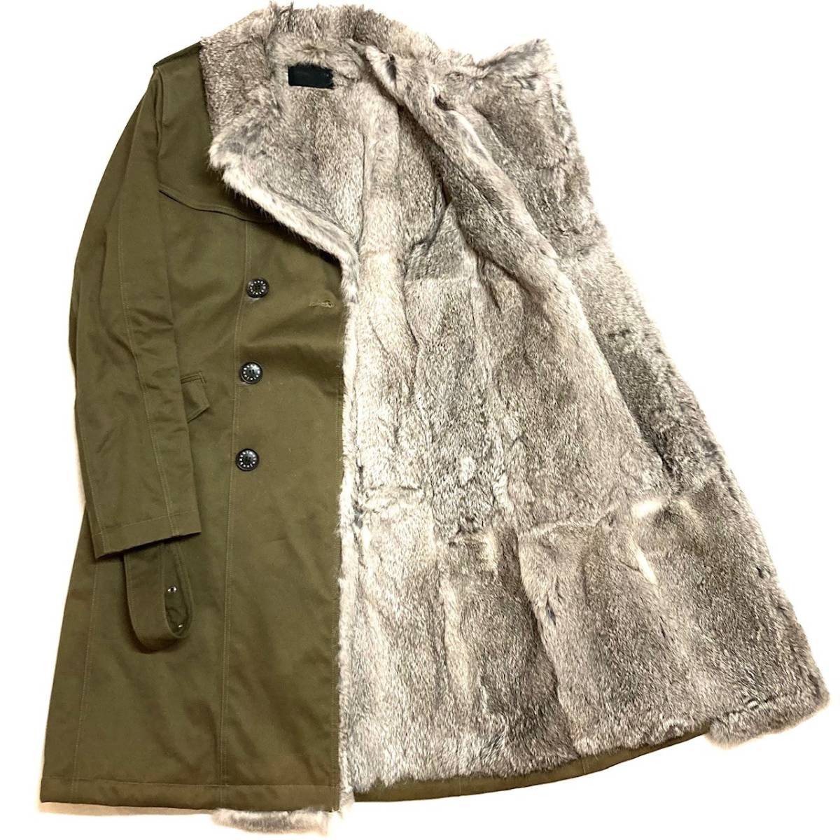定価16.2万 junhashimoto RABBIT FUR STRETCH TRENCH COAT 2 カーキ