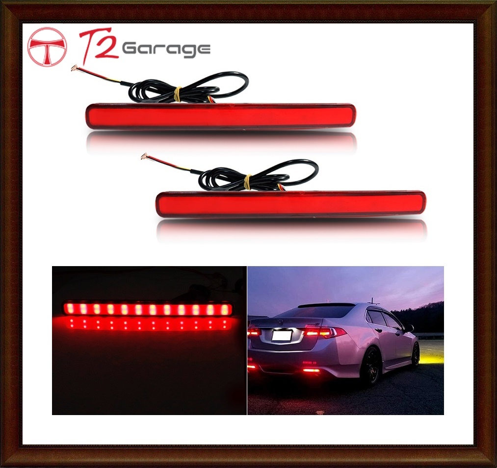 T2GARAGE 赤 LED バンパーリフレクターライト ホンダアコード　セダン　クーペ　DBA-CU1　DBA-CU2　テール、ブレーキ & ランプターンライト_画像1