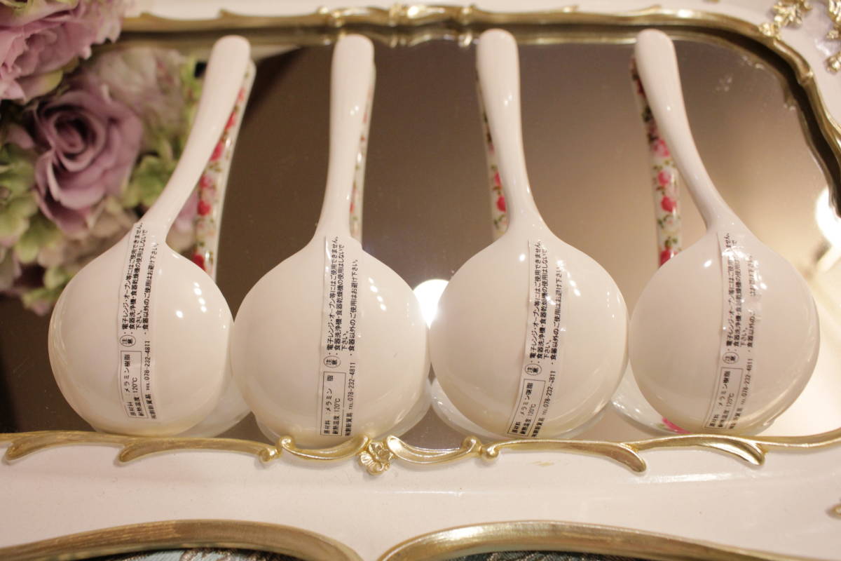 MR-SO2-6* conditions attaching free shipping . have!*melamin* soup spoon 4 pcs set * approximately 16.* pin Crows * light weight * robust * rose pattern * stylish * kitchen articles 