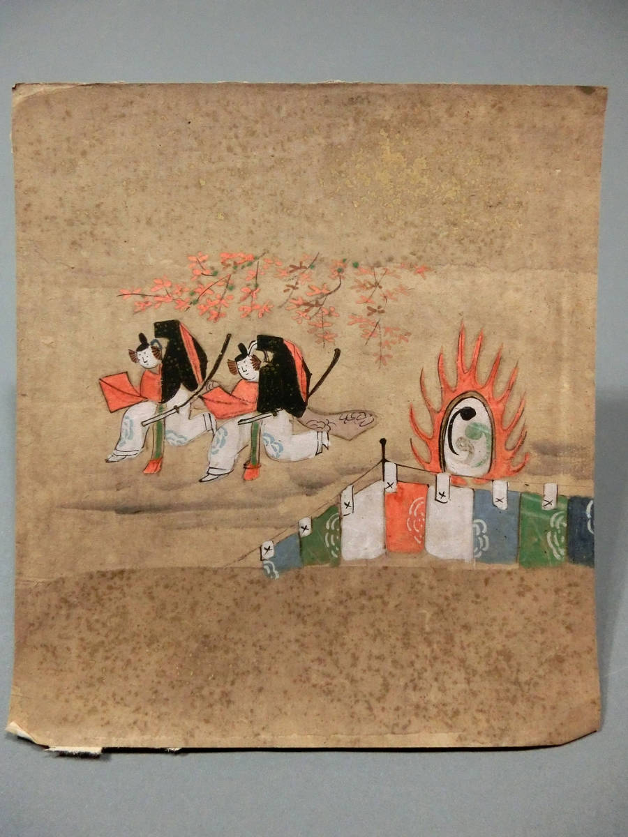 古画 大和絵 公家物語12幕◇江戸初期頃 肉筆 12葉一括 古画 大和絵 公家物語12幕◇江戸初期頃 肉筆 12葉一括