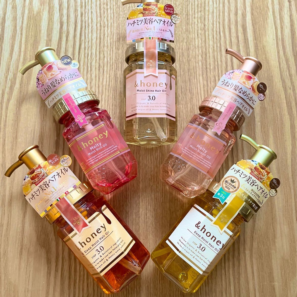 &honey アンドハニー ハチミツ美容ヘアオイル 5種セット 新品未開封 最安値 (新商品オマケ付きセットB)