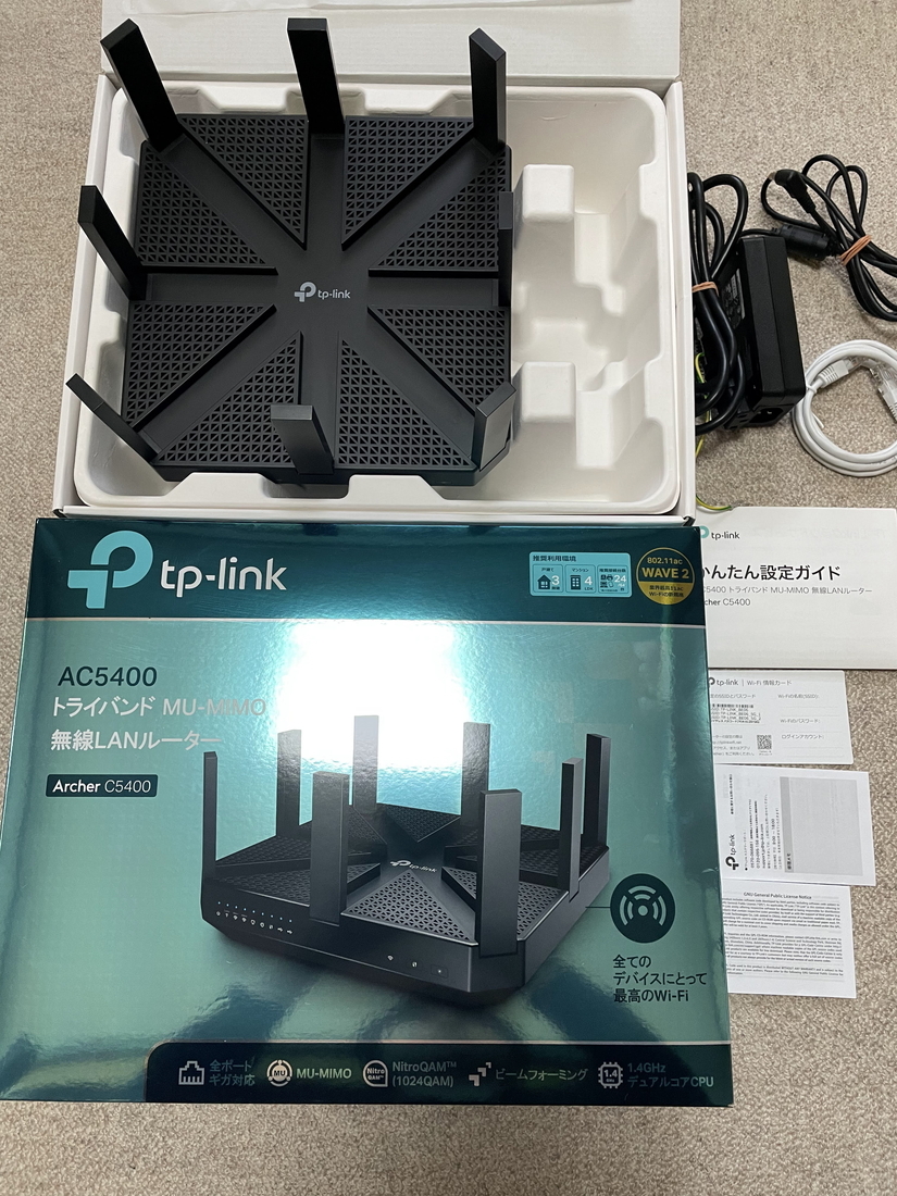 【匿名・送料無料】美品 TP-Link WiFi 無線LAN ルーター Archer C5400 11ac (AC5400) 箱・説明書 その他付属品付き