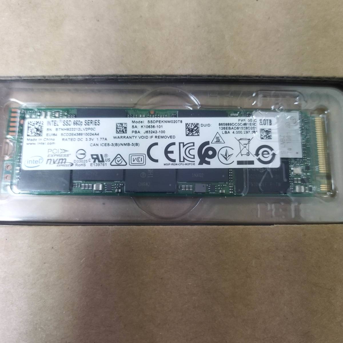 Intel m.2 ssd NVMe 2TB ソリダイム Solidigm 3D NAND インテル SSD660Pシリーズ SSDPEKNW020T8X1_画像3