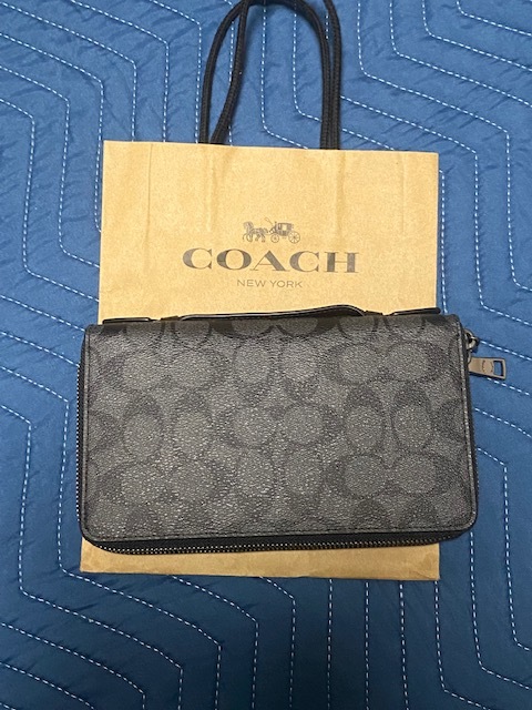 COACH Coach * leather sneakers casual shoes high class leather shoes & double round fastener long wallet service goods attaching 