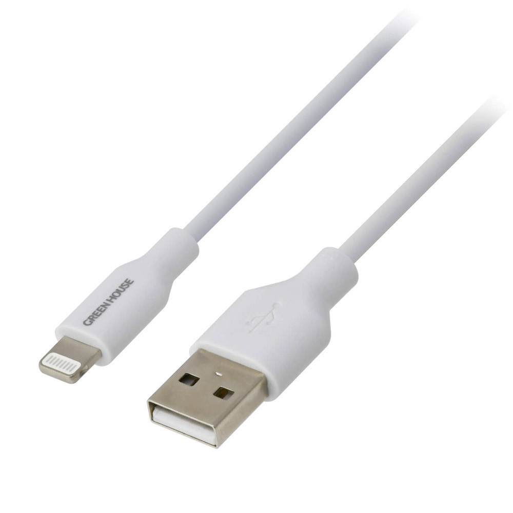 送料無料メール便 ライトニングケーブル USB Type-A to Lightning グリーンハウス １メートル ホワイト GH-ALTUG100-WH/4754ｘ１本_画像1