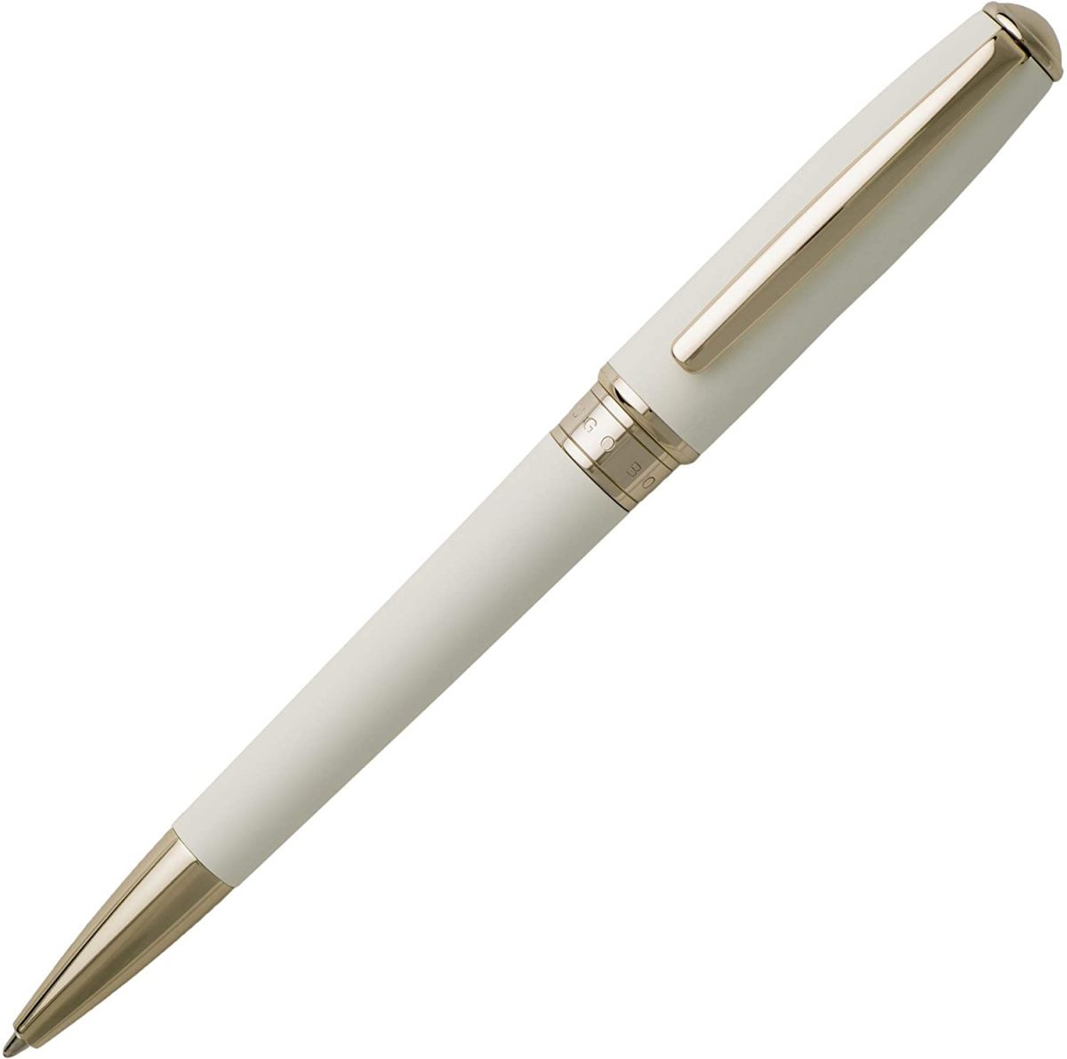 2022高い素材  高級筆記具 ドイツ ヒューゴボス ボールペン 1810531 箱無し エッセンシャルオフホワイトｘ１本/送料無料メール便 クロス