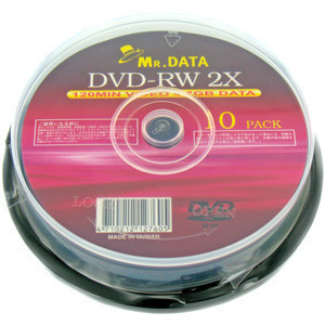 送料無料メール便 DVD-RW 4.7GB 2倍速 10枚 アナログ録画・データ用 MRDATA DVD-RW47 2X 10PS/7605ｘ１個_画像1