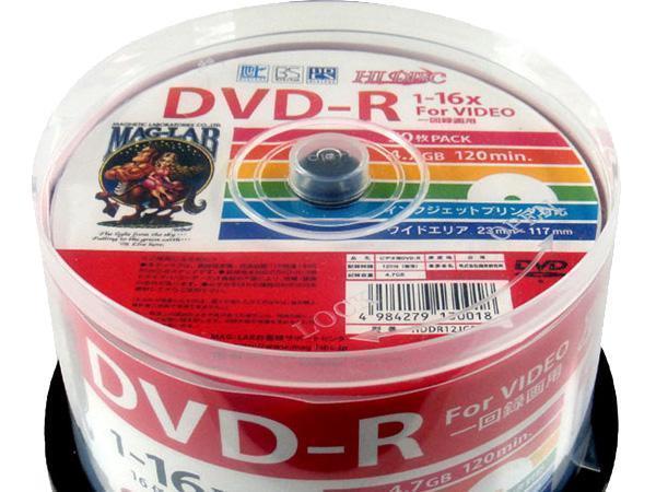 送料無料 DVD-R 録画用 50枚 16倍速 120分地デジ録画に最適！ HIDISC HDDR12JCP50/0018ｘ１個_画像1