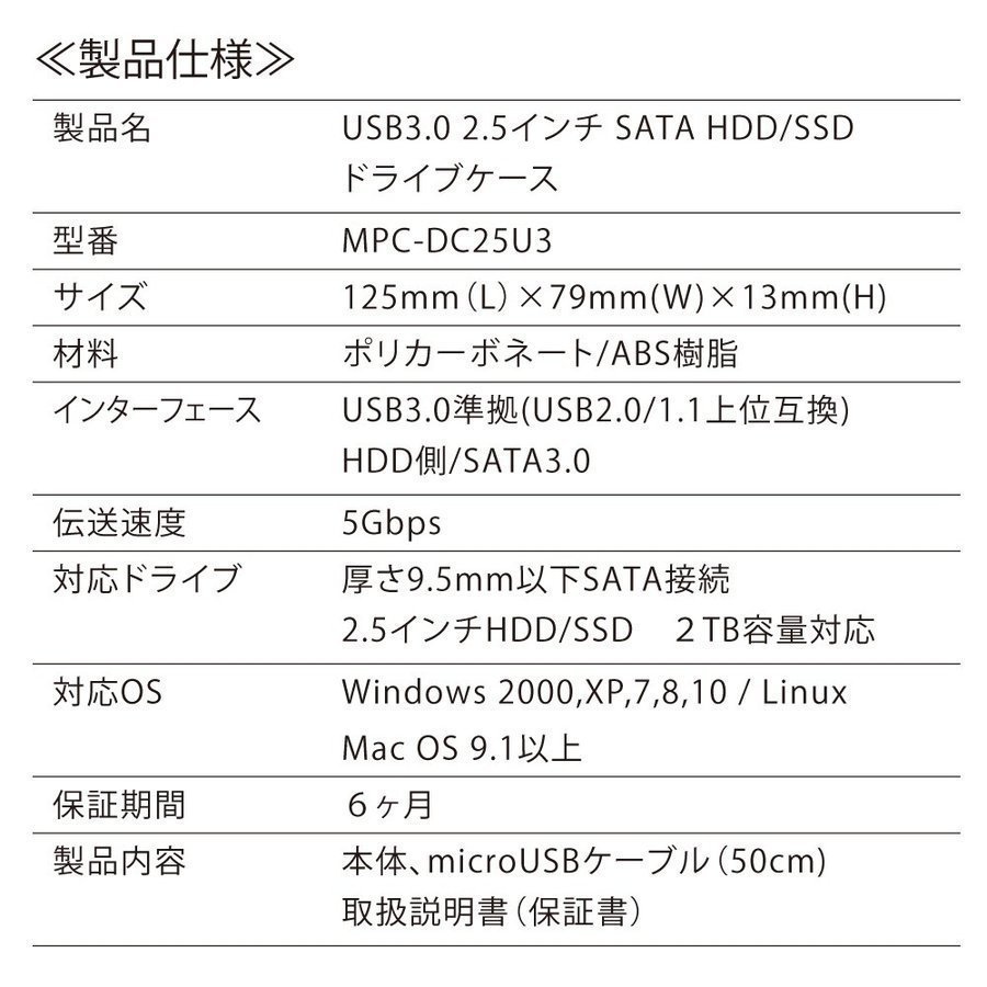  including in a package possibility HDD case drive case skeleton USB3.0 2.5 -inch SATA HDD/SSD miwakura contents . is seen height transparent body MPC-DC25U3/0621