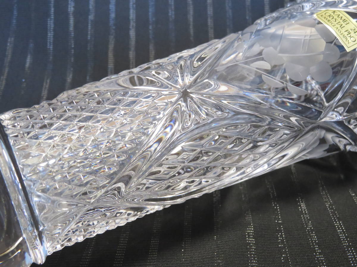 【鮮やかな花瓶】美品　KAMEI　CRYSTAL カメイガラス　クリスタルガラス　花瓶　花器　1.4kg