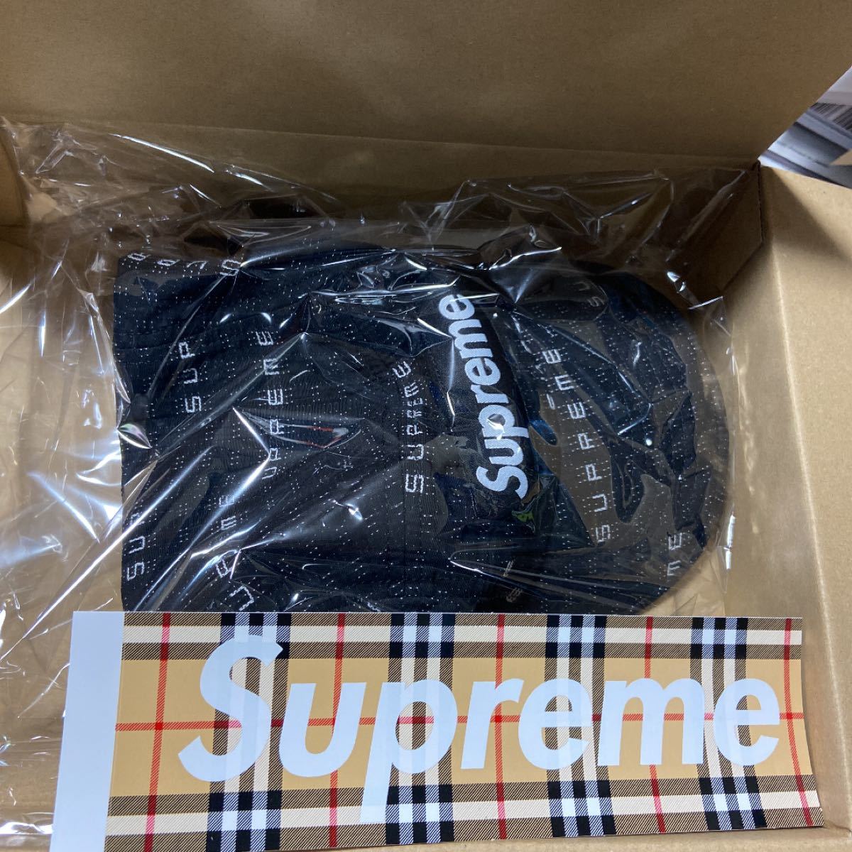 Supreme stich jacgard camp cap 新品未使用 ブラック バーバリー