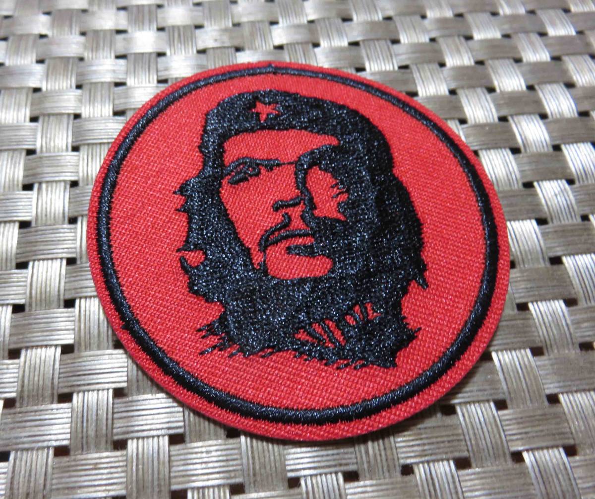 赤黒　円型◆新品チェ・ゲバラ　Che Guevaraキューバ 　革命家Ernesto Guevara刺繍ワッペン（パッチ）◆◆ミリタリー・サバゲー◇ 激シブ
