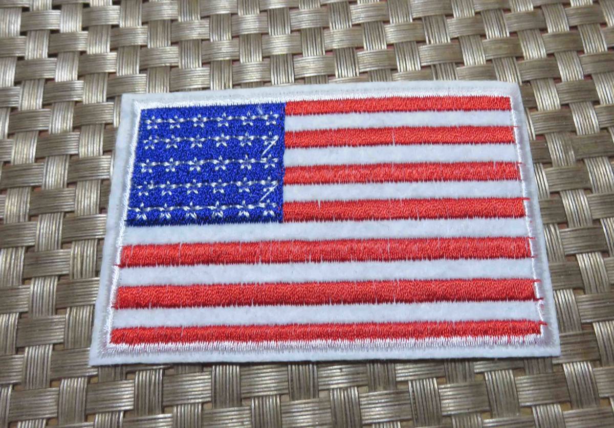 圧着LR赤青アメリカ国旗　星条旗　刺繍ワッペン（パッチ）◆ミリタリー　スポーツ