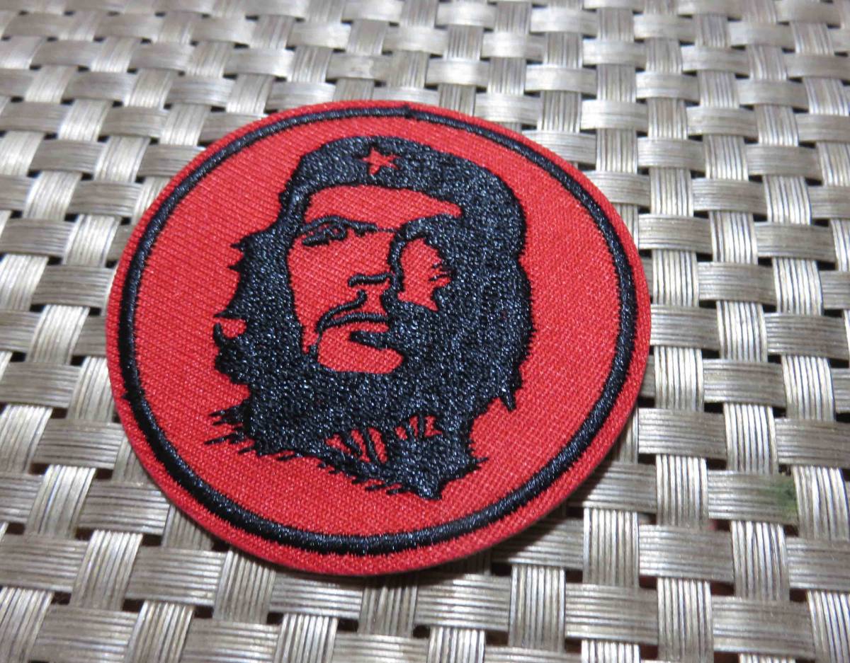赤黒　円型◆新品チェ・ゲバラ　Che Guevaraキューバ 　革命家Ernesto Guevara刺繍ワッペン（パッチ）◆◆ミリタリー・サバゲー◇ 激シブ