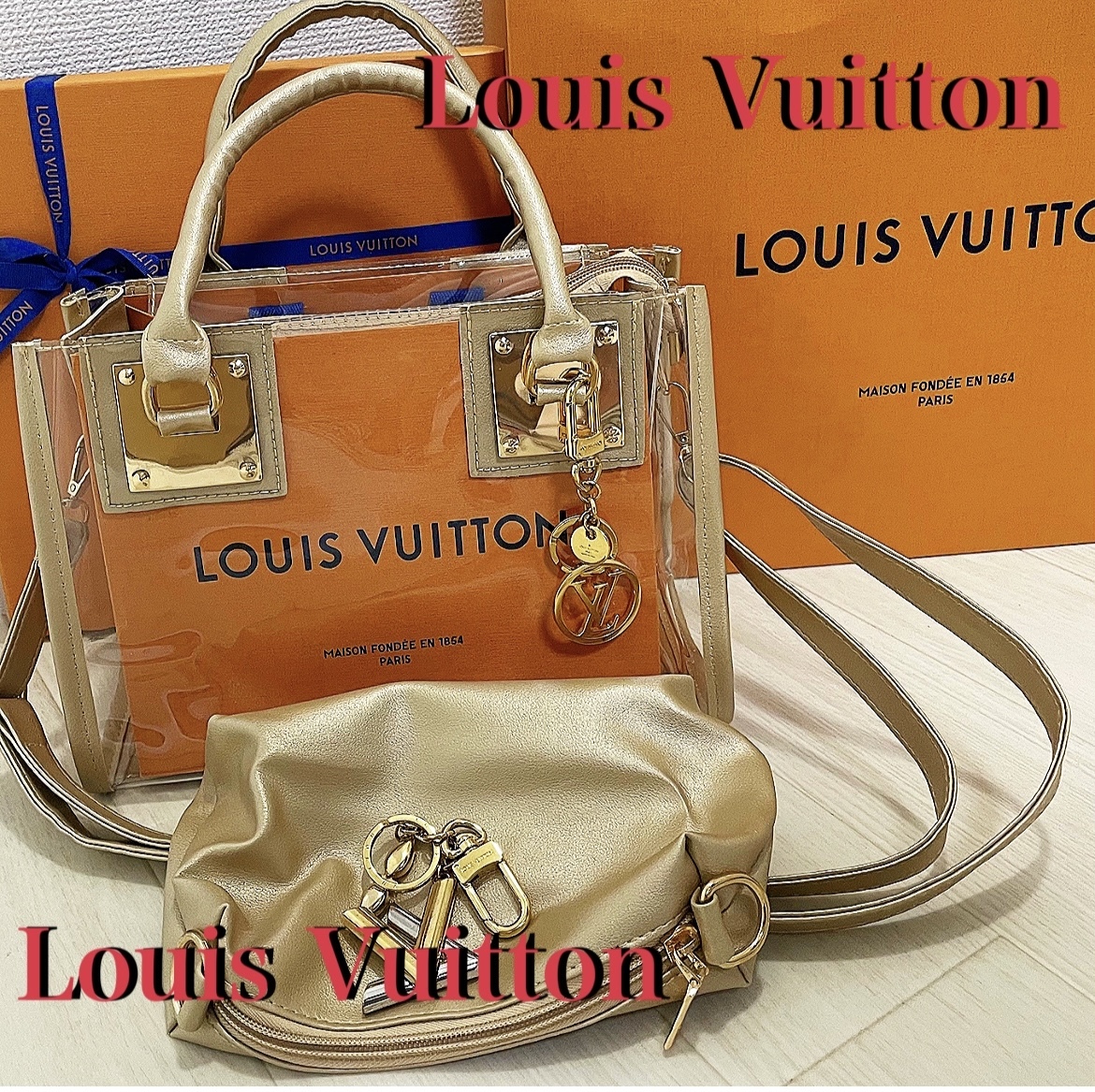 ★☆★Louis Vuitton★☆★☆ルイヴィトン VUITTONショップ袋 ショッパー 新品クリアバッグゴールド Louis Vuitton★☆★☆