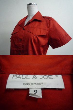 ◆　PAUL&JOE ポール&ジョー 　半袖シャツ　赤　サイズ２　綿　◆_画像3