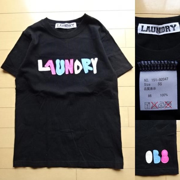 美品【LAUNDRY】フェルトロゴ 半袖 Tシャツ ブラック XS(ランドリー,コラボレーション)_画像1