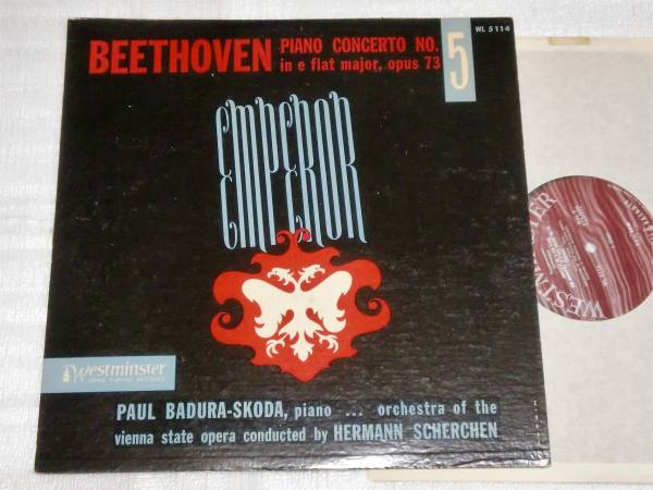 LP　ベートーヴェン ピアノ協奏曲 5番 皇帝/バドゥラ=スコダ/シェルヘン/WESTMINSTER_画像1