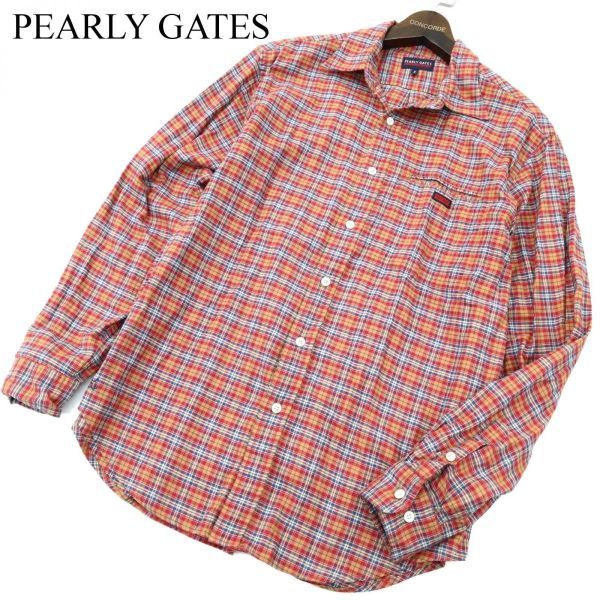 PEARLY GATES パーリーゲイツ 長袖 チェック ネル Sz.2 メンズ 本物保証! 返品交換不可 シャツ A1T10244_8#C ゴルフ 日本製