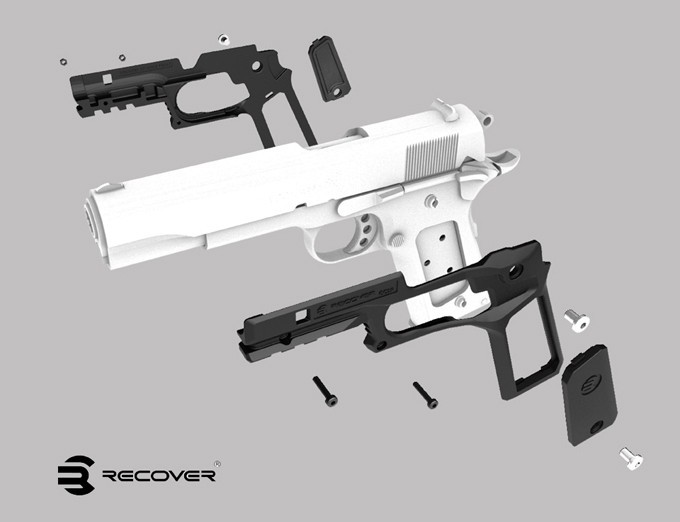 [新品auction限定特価！] Recover Tactical M1911 グリップ＆レールアーマー（TAN）/リアクティブホルスター セット 左用（BK）_画像7