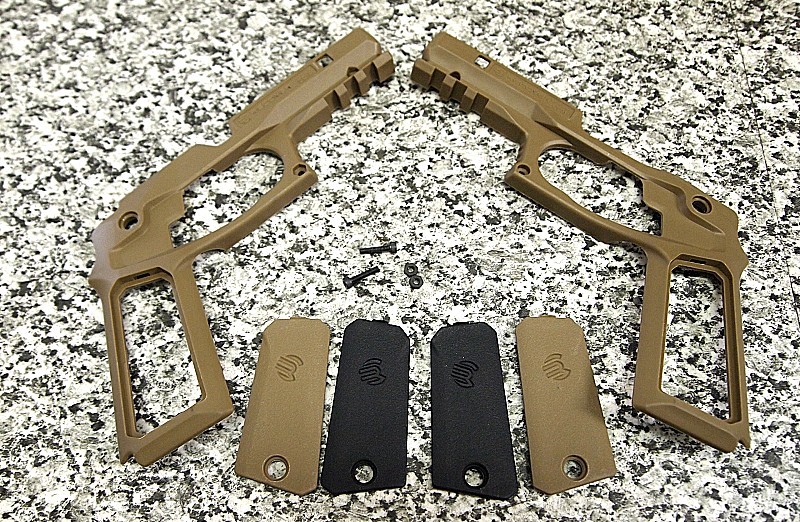 [新品auction限定特価！] Recover Tactical M1911 グリップ＆レールアーマー（TAN）/リアクティブホルスター セット 左用（BK）_画像6