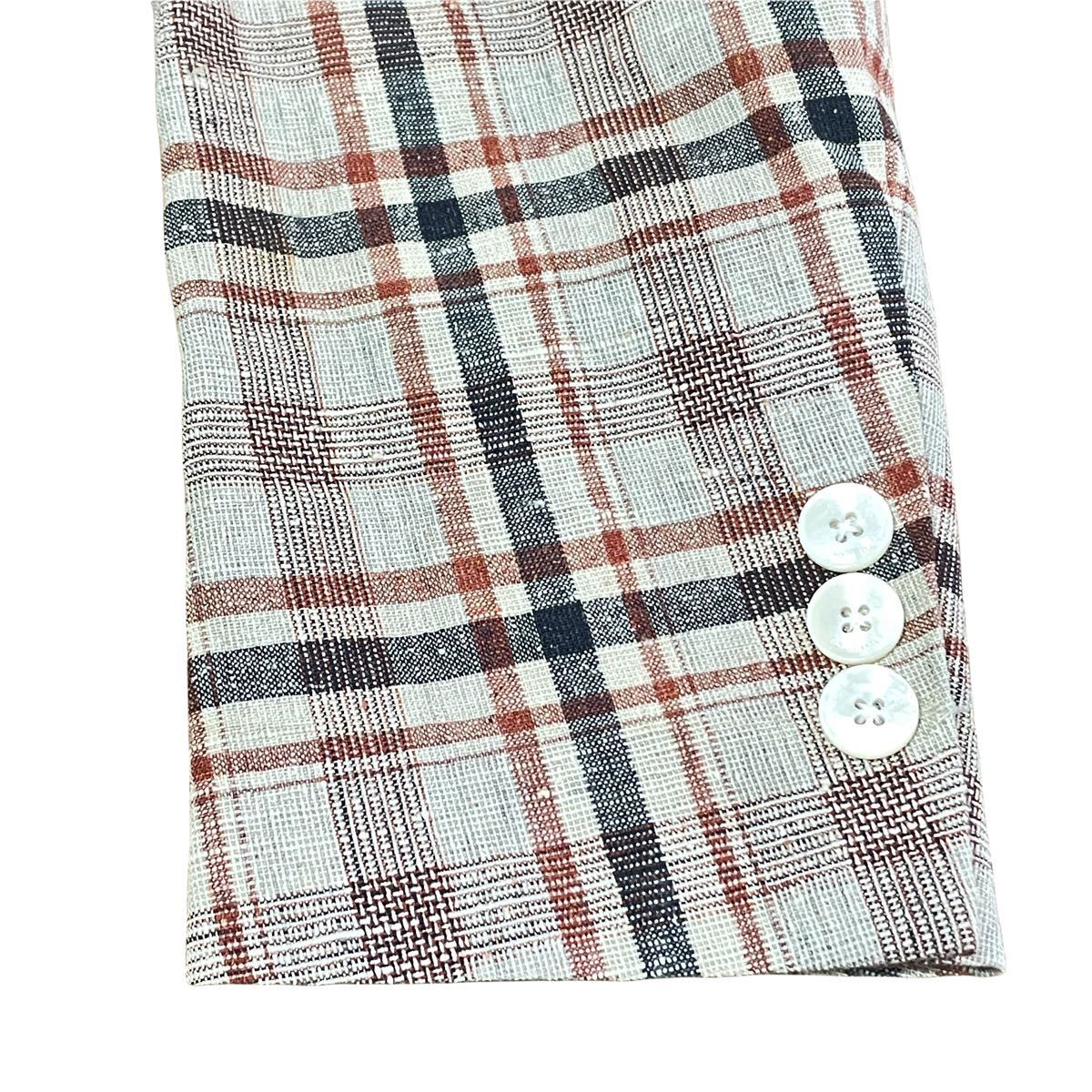 シルクリネンの逸品◎ ボリオリ/ BOGLIOLI チェックジャケット 42 名作