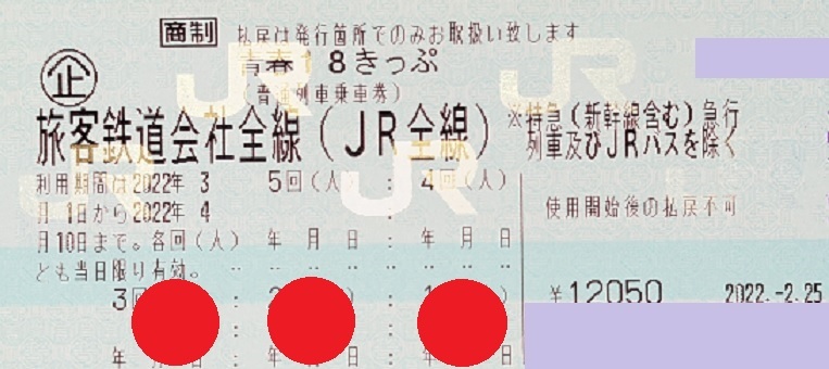 青春18きっぷ２回分 3/22 火 発送可能 返却不要(乗車券)｜売買された 