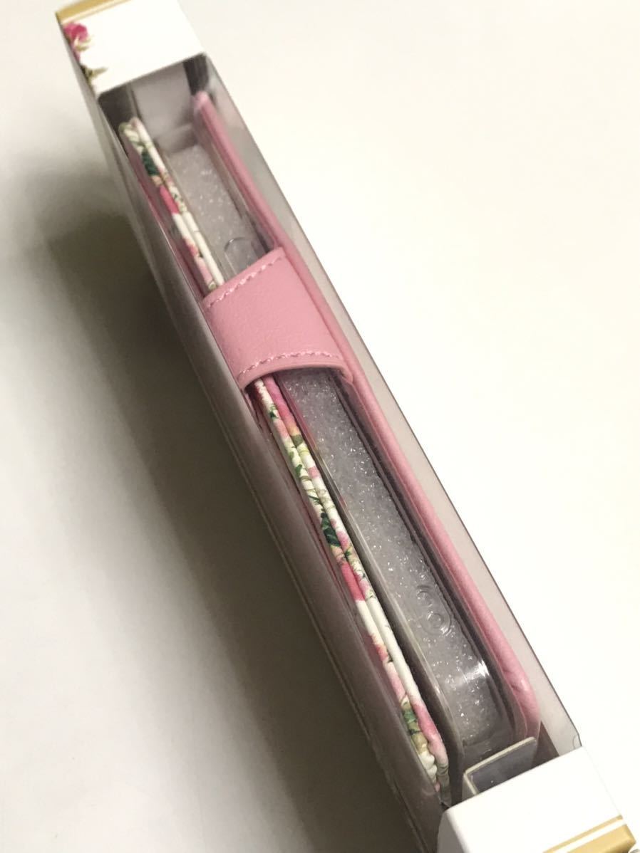 匿名送料込み iPhone12mini用カバー 可愛い手帳型ケース ピンク 花柄 ストラップ お洒落な女性 PINK 新品アイホン アイフォーン12ミニ/JM8_画像6