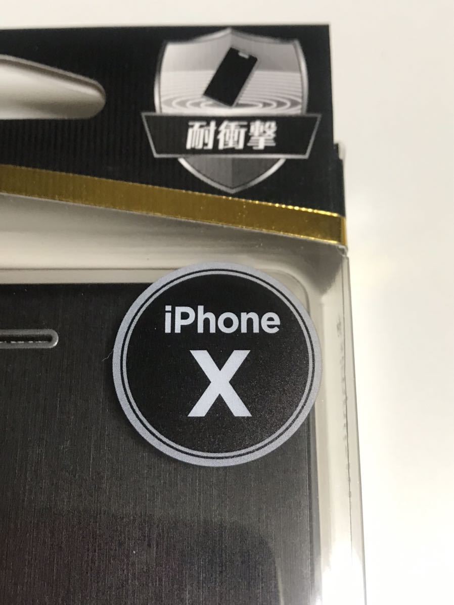 匿名送料込み iPhoneX用カバー 手帳型ケース ブラック 黒色 スマートセンサー対応 マグネット 新品iPhone10 アイホンX アイフォーンX/JO3_画像2