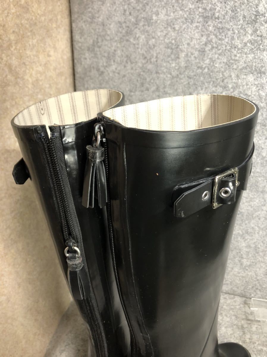 23〜23.5㎝☆美品COACHレインブーツ6B コーチ ヒールレインブーツ 長靴