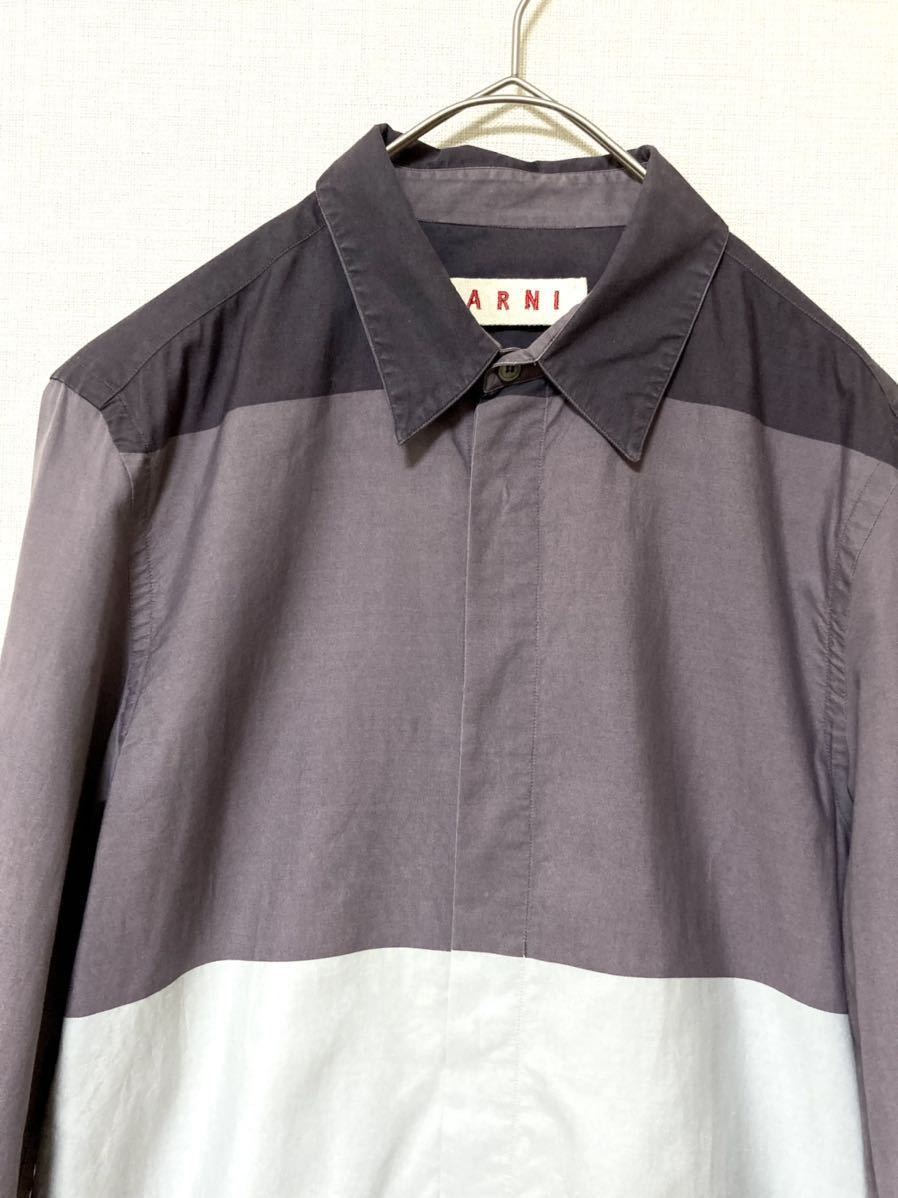 マルニ Marni バイカラー 長袖 シャツ 比翼 フライフロント ミニマル
