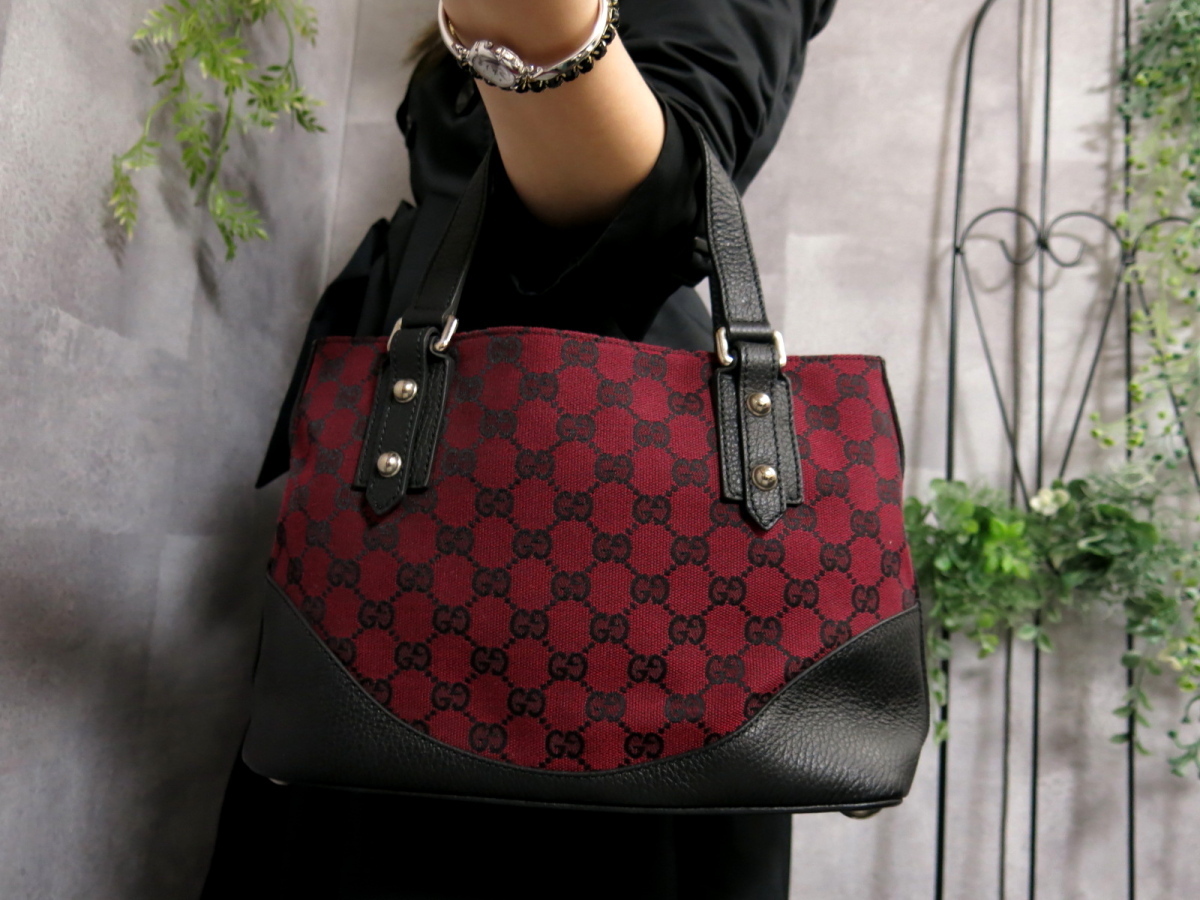 ○未使用○GUCCI グッチ○GG キャンバス カーフ レザー 本革○トート