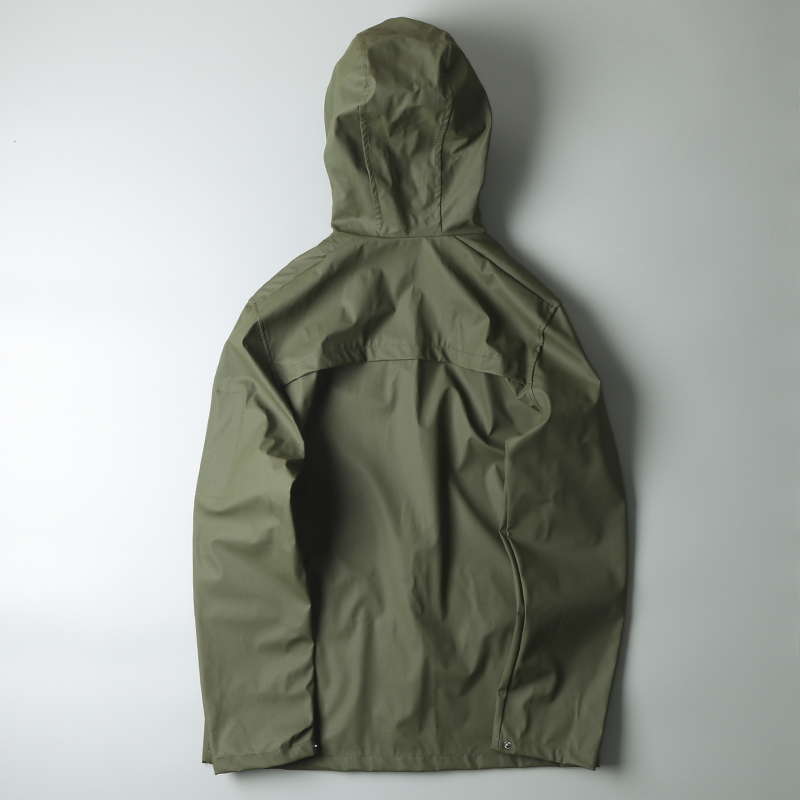  men's raincoat waterproof jacket khaki green with a hood . outer free103