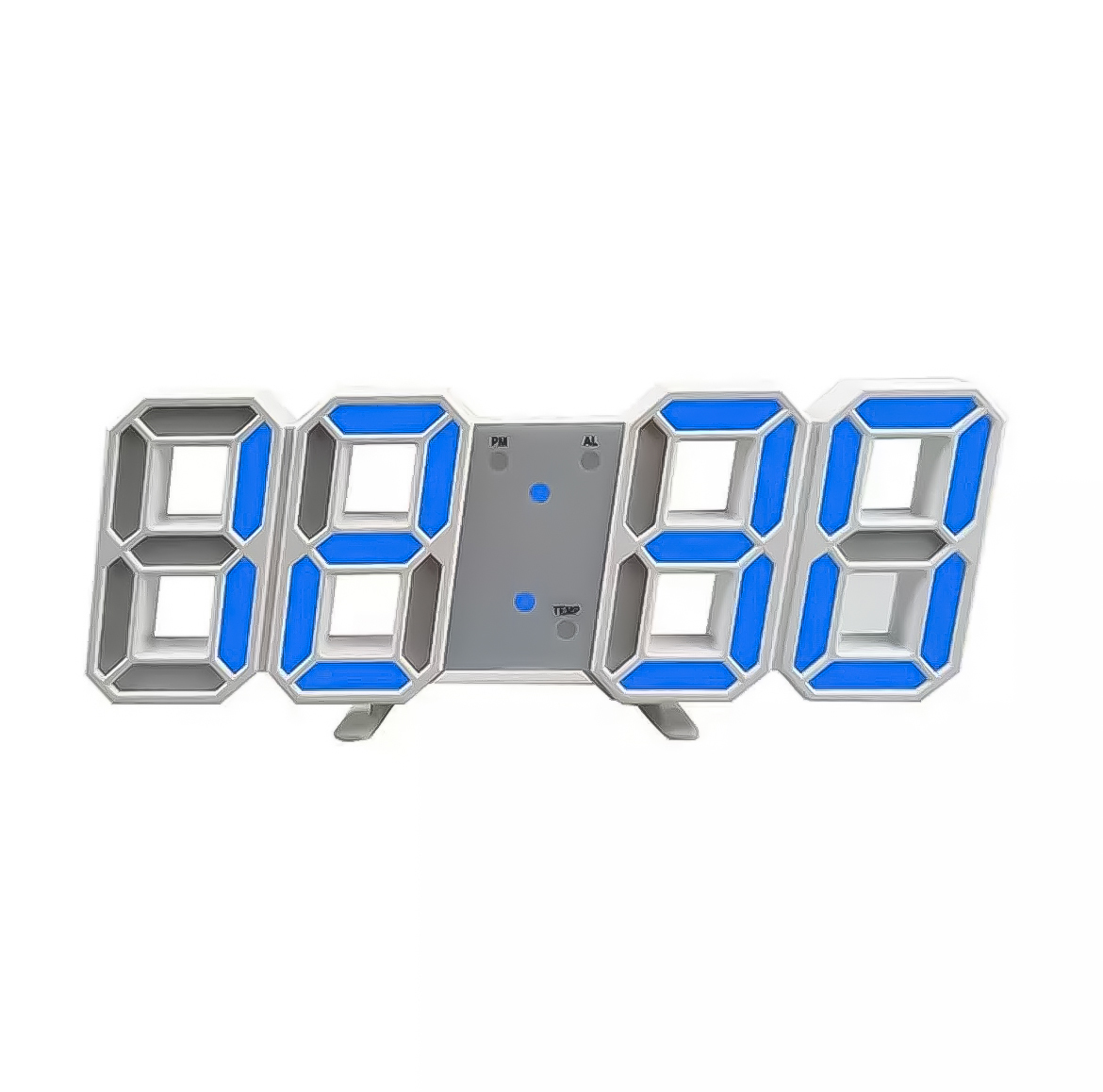 PayPayフリマ｜3D立体時計 ブルー LED壁掛け時計 置き時計 両用 デジタル時計 インスタ映え 置き型 LED デジタル アラーム付 目覚まし 時計