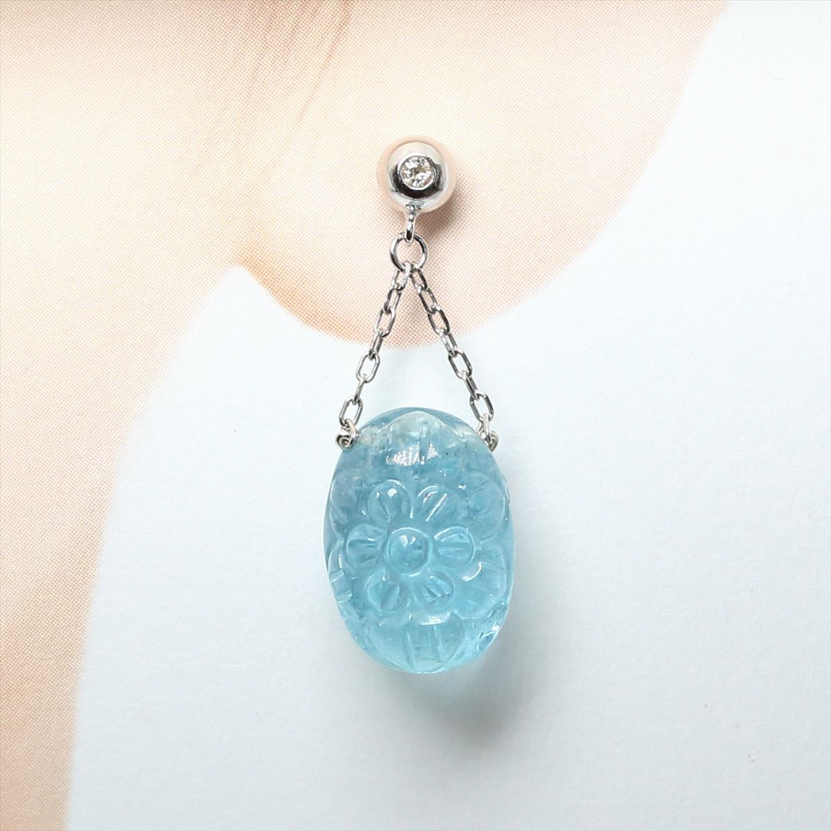 休日限定 アクアマリン ダイヤモンド K18WG 保証書付き megumi GALLERY