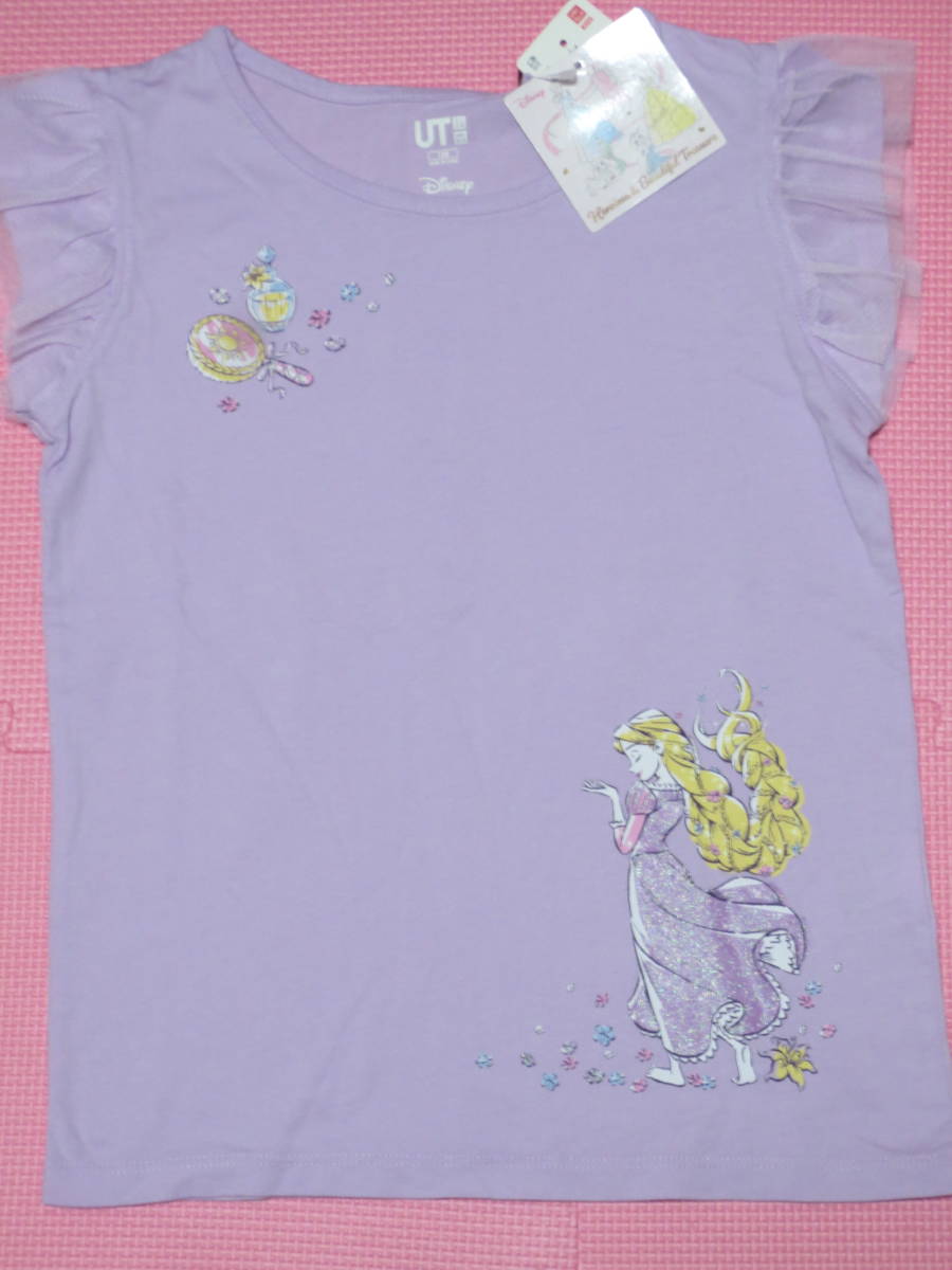  new goods 120 Uniqlo lapntseru short sleeves T-shirt purple cotton 100% Disney Princess beautiful to leisure girl summer thing 110cm~ free shipping 