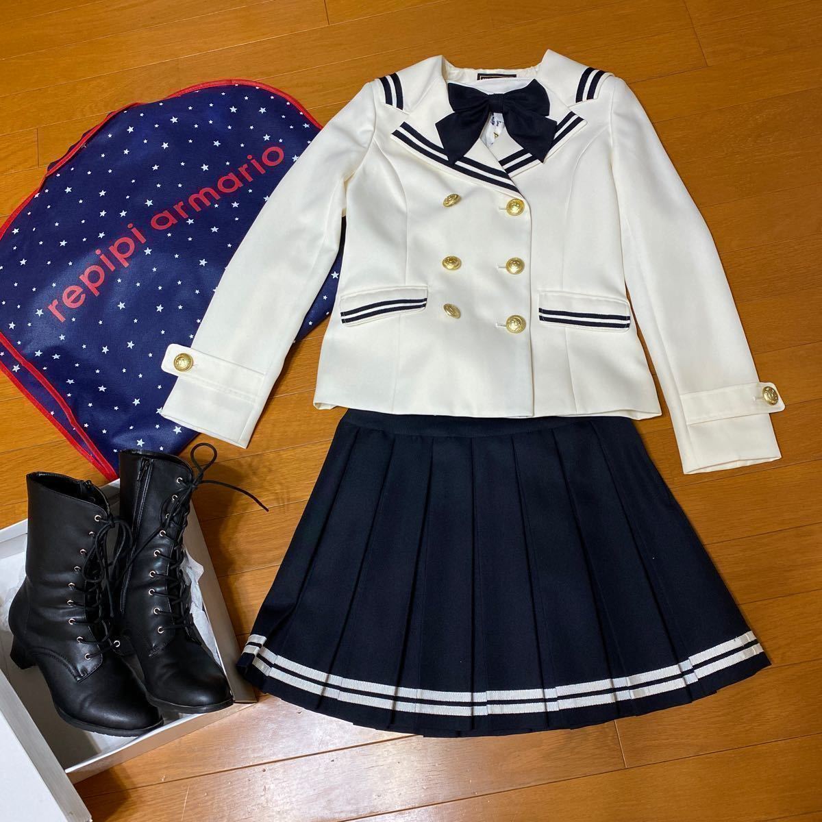 repi Piaa ru Mario . clothes white sailor black ribbon blouse black skirt uniform Disney ...... uniform boots 23.5cm graduation ceremony elementary school student graduation ceremony 