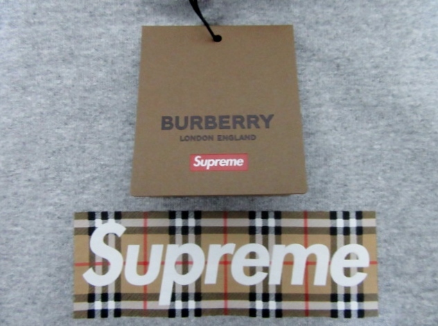 Supreme × Burberry Box Logo Hooded Sweatshirt Grey / L 