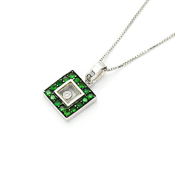 K18WG グリーンガーネット スイングダイヤ ネックレス GG0.75ct D0