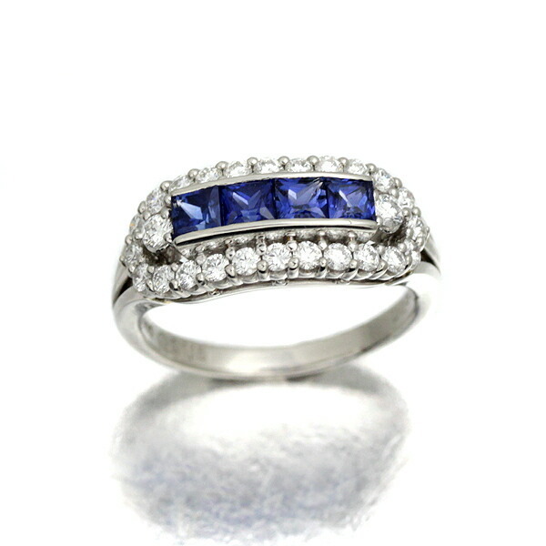 プラチナ サファイア ダイヤモンド リング 14号 S1.15ct D0.60ct Pt900