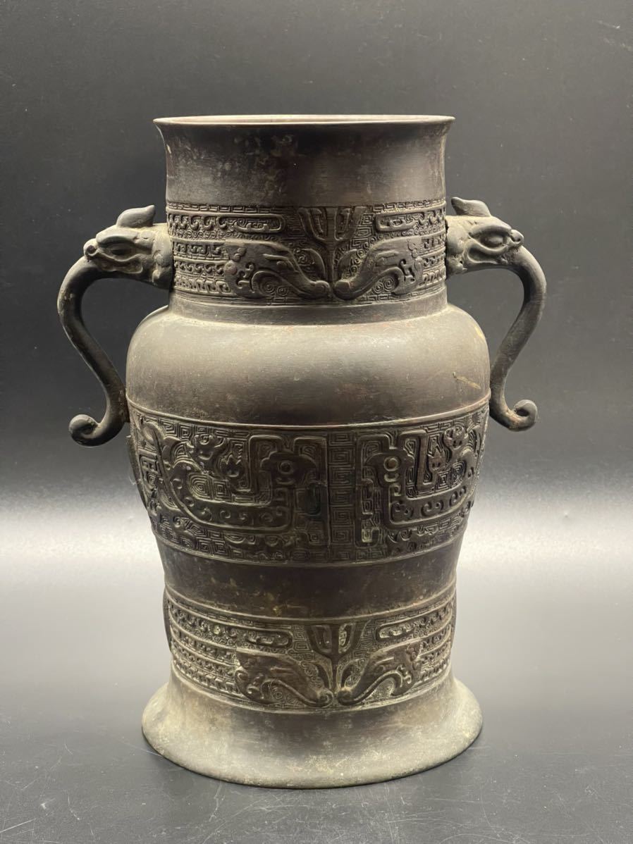中国 大明宣徳年製 在銘あり 獣耳 花瓶 古玩 中国美術 twispwa.com