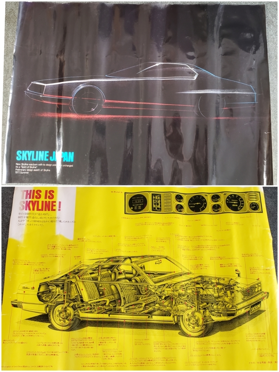 [80t631]激レア!!　スカイライン　ポスター　SKYLINE SKYLINEJAPAN　1977年　GT-E・Sタイプ　日産　車　インテリア　