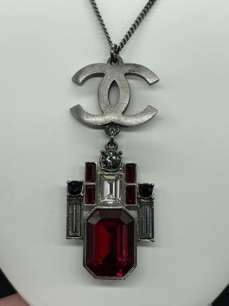 126】CHANEL シャネル ココマーク ラインストーンネックレス 05P