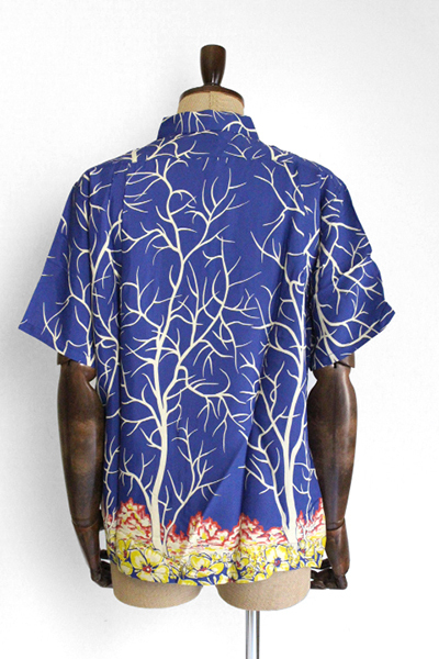 ★新品★MASSES マシス◆オープンカラーシャツ ブルー S (定￥25300) RAYON PRINT SHIRT 総柄 半袖 アロハシャツ◆WX15_画像2