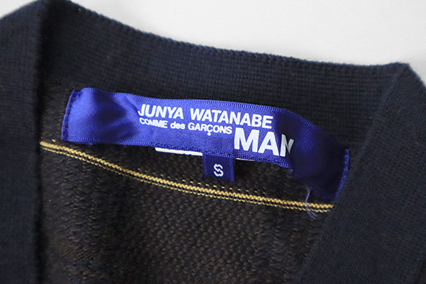 JUNYA WATANABE MAN COMME des GARCONS ◆17SS Vネック ニットカーディガン ブラウン S 織柄 ジュンヤワタナベマン コムデギャルソン /ZX18_画像7